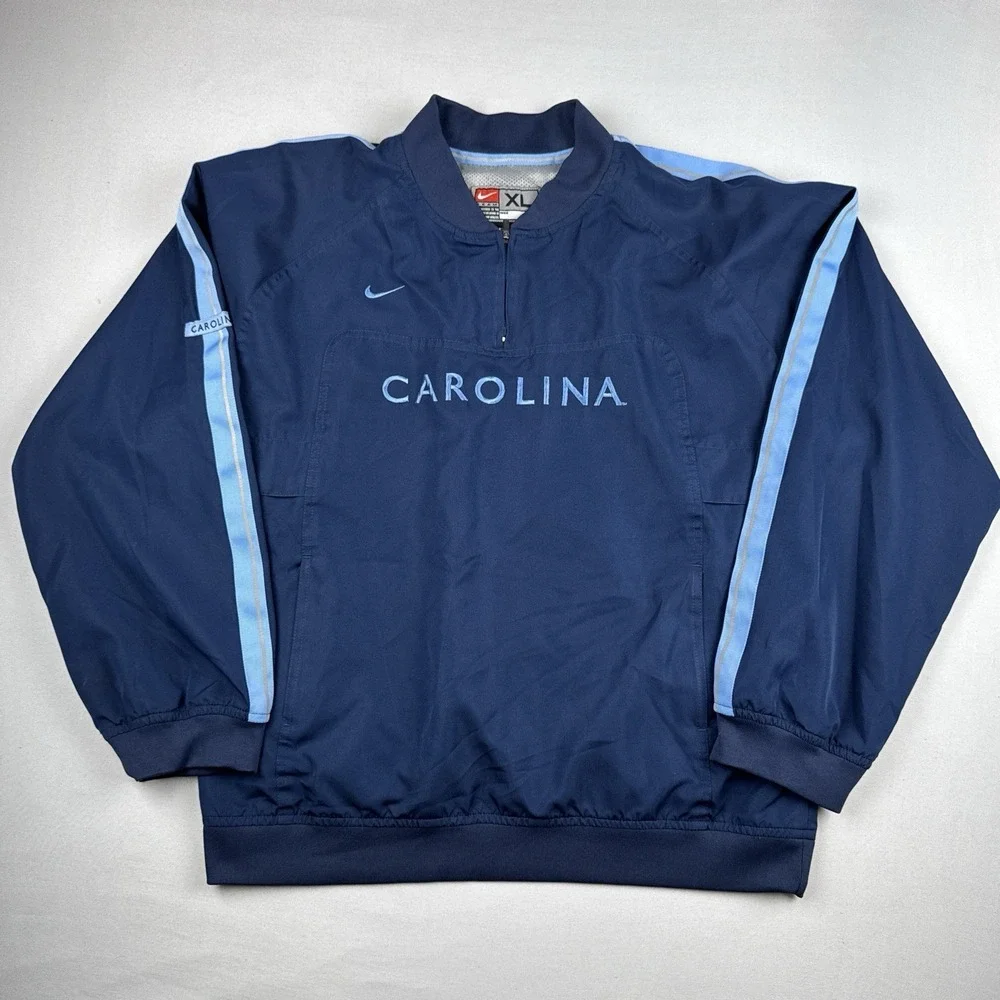 Nike Team North Carolina Tar Heels Pullover Windbreaker Jacket XL Blue Y2K